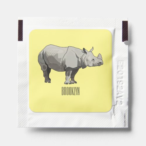 Javan rhinoceros cartoon illustration hand sanitizer packet