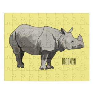 Javan rhinoceros cartoon illustration jigsaw puzzle