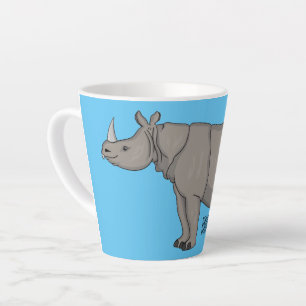 Javan rhinoceros cartoon illustration  latte mug