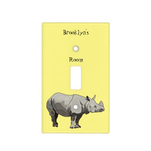 Javan rhinoceros cartoon illustration light switch cover