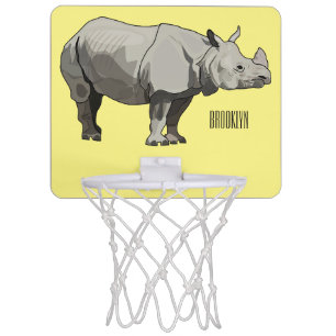 Javan rhinoceros cartoon illustration mini basketball hoop