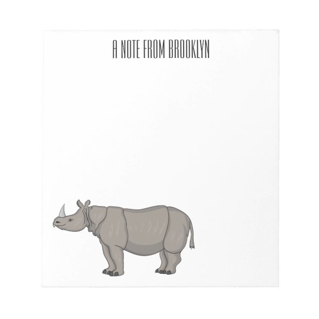 Javan rhinoceros cartoon illustration notepad (Front)