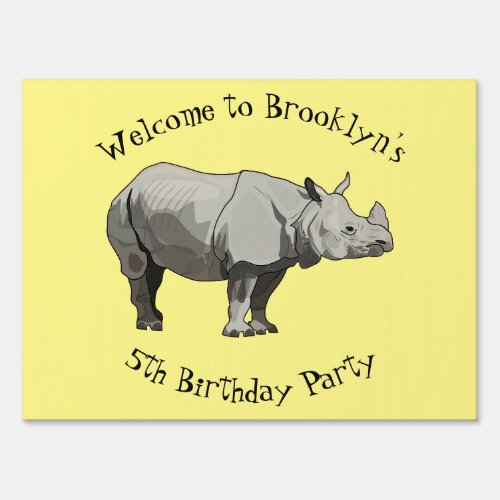 Javan rhinoceros cartoon illustration sign