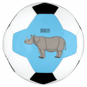 Javan rhinoceros cartoon illustration soccer ball