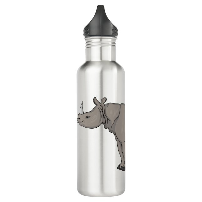 Javan rhinoceros cartoon illustration  stainless steel water bottle (Left)