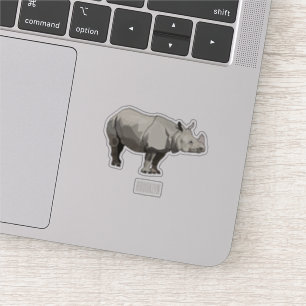 Javan rhinoceros cartoon illustration sticker