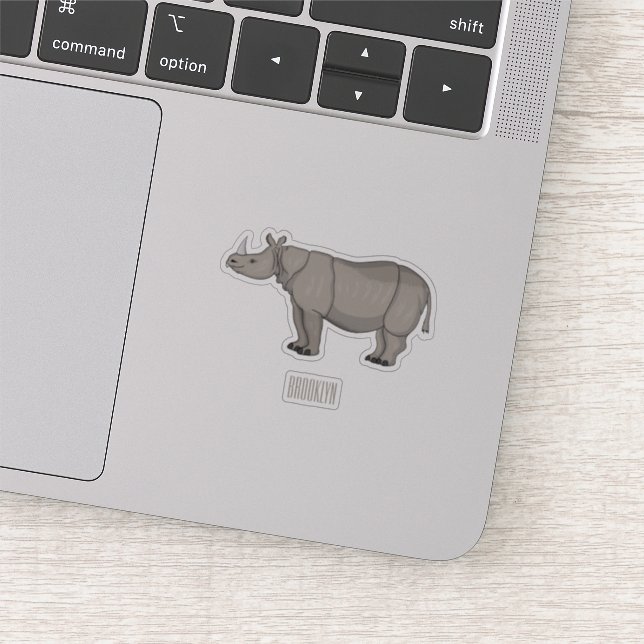 Javan rhinoceros cartoon illustration sticker (Detail)