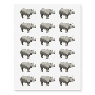 Javan rhinoceros cartoon illustration temporary tattoos