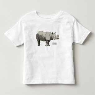Javan rhinoceros cartoon illustration toddler t-shirt