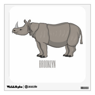 Javan rhinoceros cartoon illustration wall decal
