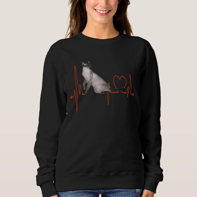 Javanese Cat Heartbeat EKG  Cat & Kitten Sweatshirt (Front)