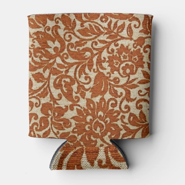 Javanese floral pattern: woven texture. can cooler (Front)