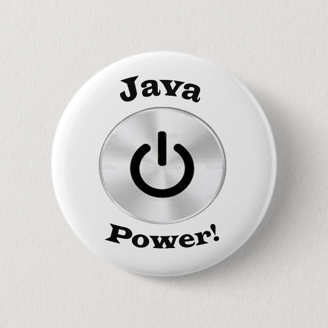 JavaPower-BlackLetters Pinback Button (Front)