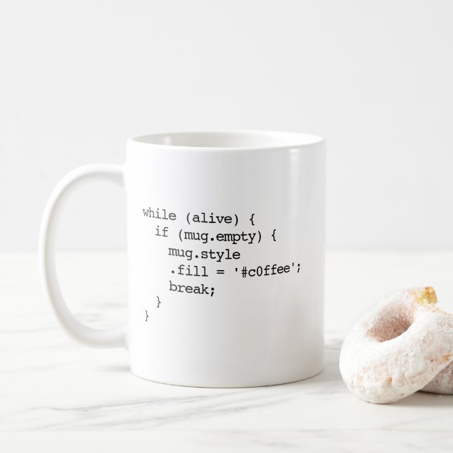 JavaScript Coffee Mug (#c0ffee break - double) (With Donut)