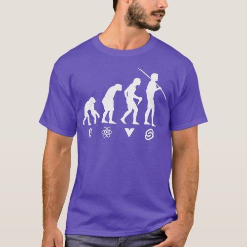 JavaScript Front End Frameworks Evolution Monochro T_Shirt