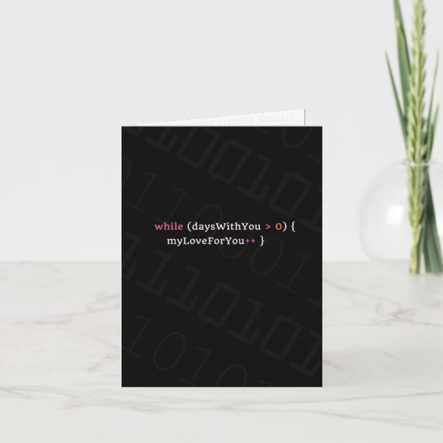 Javascript Programming Code Nerd Valentines Love C Card (Front)