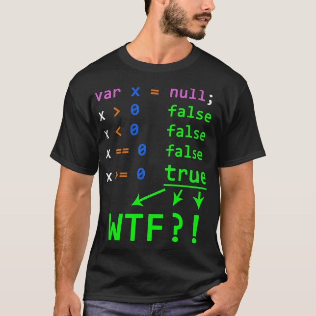 Javascript Programming Joke with null value for de T-Shirt (Front)