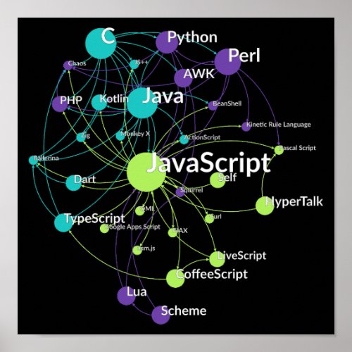 JavaScript Programming Language Influence Network Poster