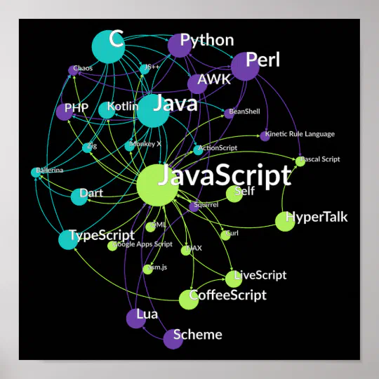 JavaScript Programming Language Influence Network Poster