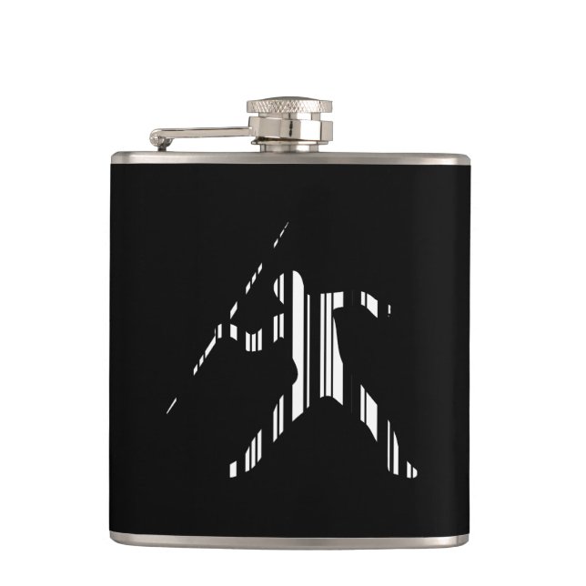 JAVELIN BAR CODE Sports Track and Field Pattern Flask (Front)