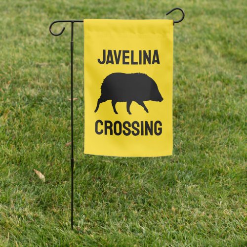 Javelina Crossing Silhouette Yellow Garden Flag