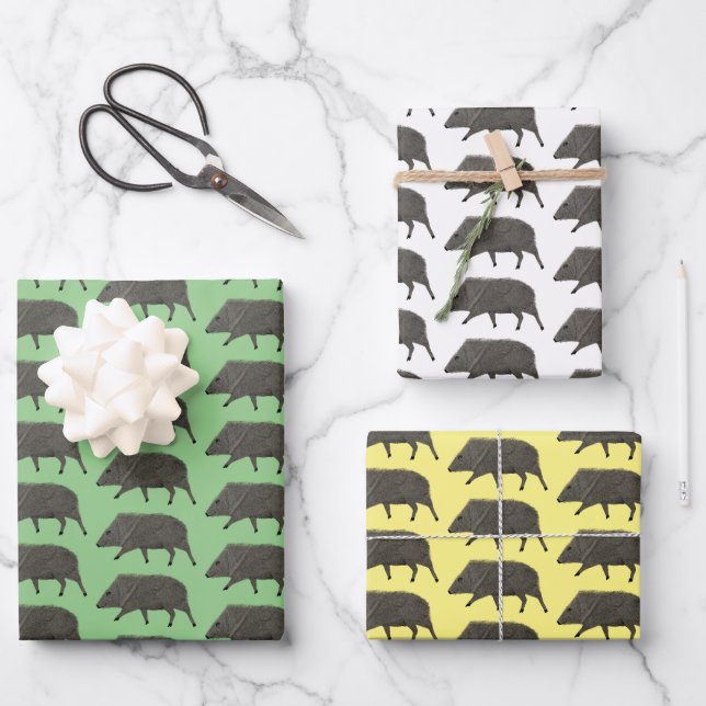 Javelina Desert Animals Unique Pattern Gift  Wrapping Paper Sheets (Front)