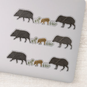 Javelina Family Portrait Colored Pencil Art SET OF Sticker