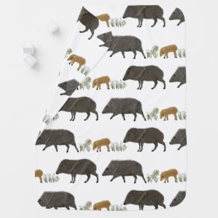 Javelina Family Portrait Desert Animals Pattern Baby Blanket