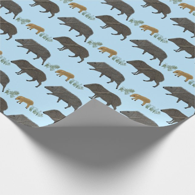 Javelina Family Portrait Desert Animals Pattern Wrapping Paper (Corner)