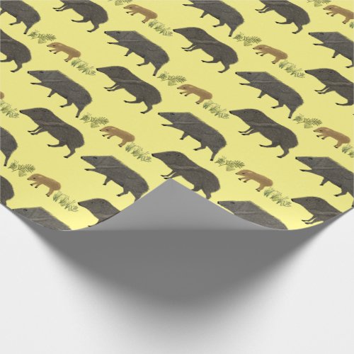 Javelina Family Portrait Desert Animals Pattern Wrapping Paper