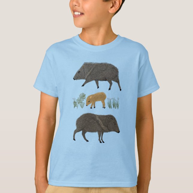 Javelina Family Portrait Desert Animals T-Shirt (Front)