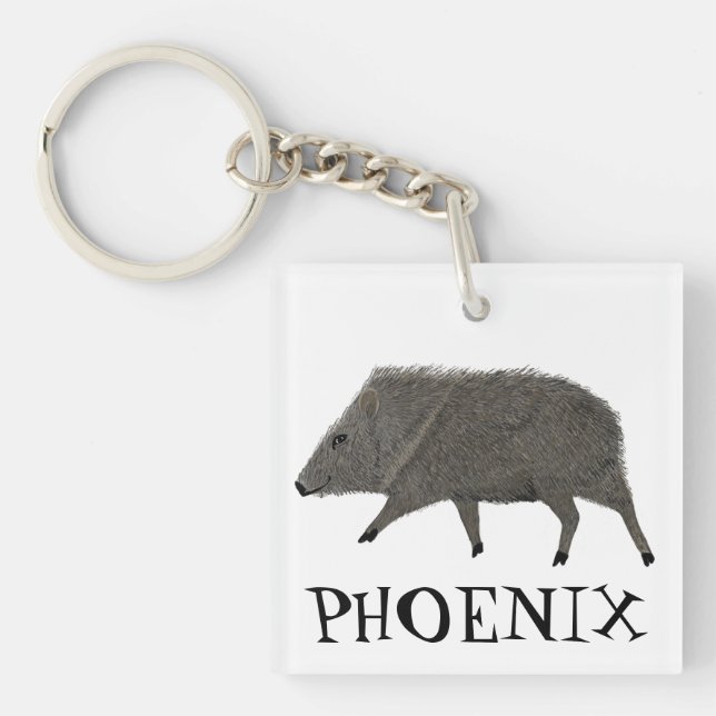 Javelina PHOENIX Desert Wild Animal Peccary Nature Keychain (Front)