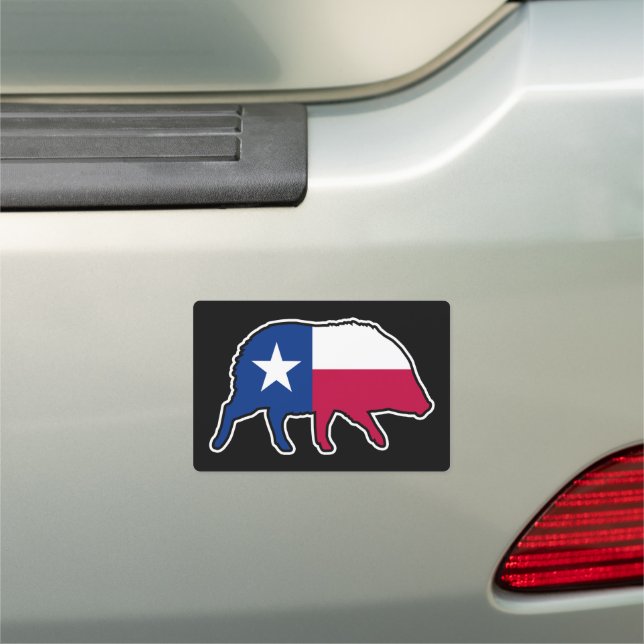 Javelina Silhouette with Texas Flag Car Magnet (In Situ)