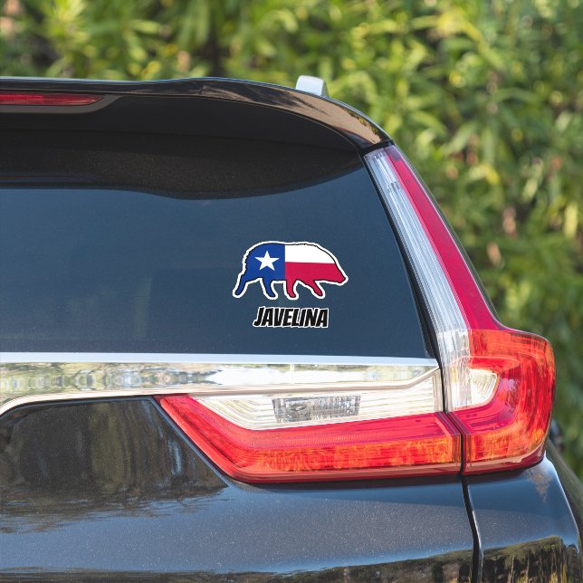 Javelina Silhouette with Texas State Flag Sticker (Car Side)