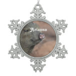 Javelina Snowflake Pewter Christmas Ornament