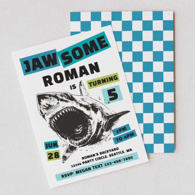 Jaw-Some Shark Birthday Invitation (Creator Uploaded)