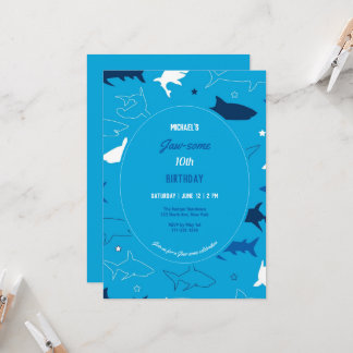 Jaw-some Shark Birthday Party Invitation