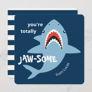 Jaw-some shark classroom valentines day card