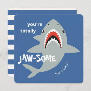 Jaw-some shark classroom valentines day card
