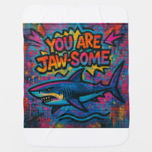 Jaw-some Shark Graffiti Baby Blanket