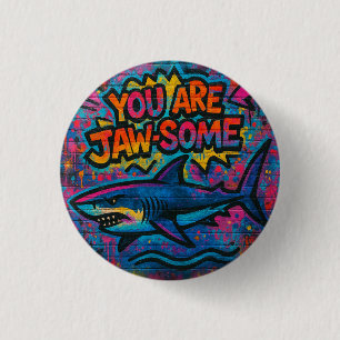 Jaw-some Shark Graffiti Button