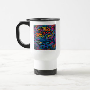Jaw-some Shark Graffiti Travel Mug