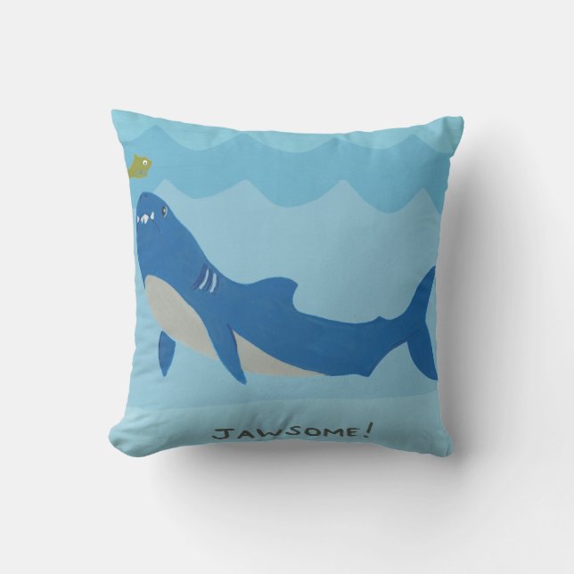 Jawesome Shark Throw Pillow (Front)