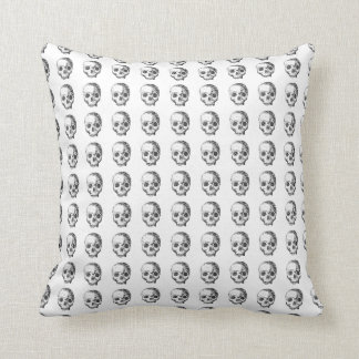 Jawless Skulls, Black and White Pattern. Throw Pillow