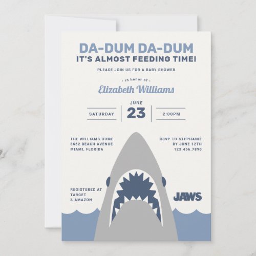 Jaws Baby Shower  Its Almost Feeding Time Invitation