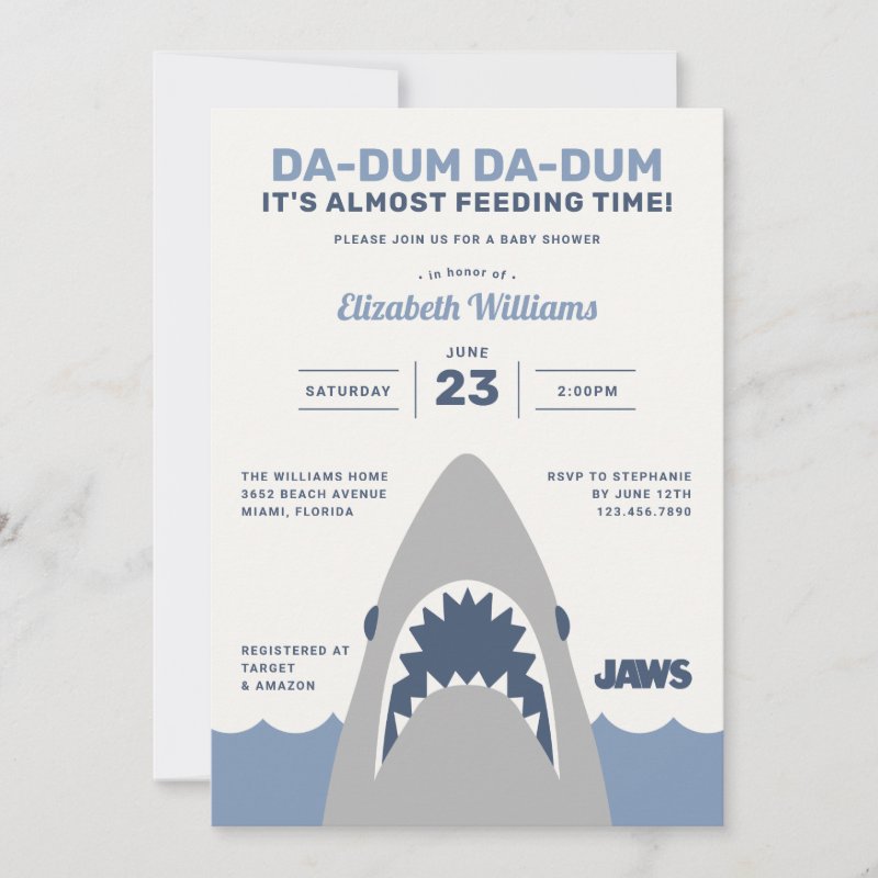 Jaws Baby Shower | It&#39;s Almost Feeding Time! Invitation