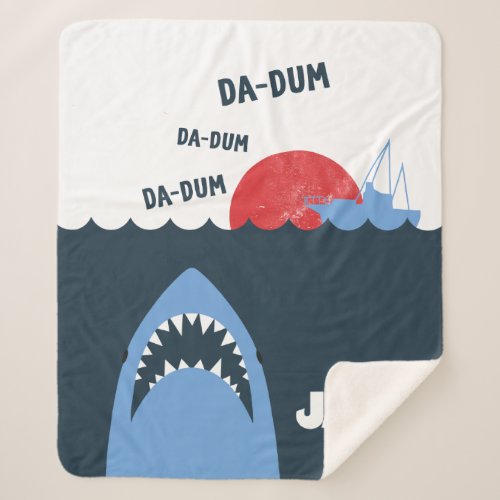 Jaws Below Water Silhouette Graphic Sherpa Blanket