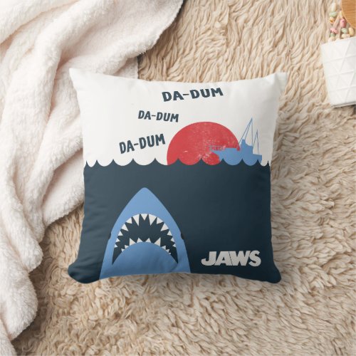 Jaws Below Water Silhouette Graphic Throw Pillow