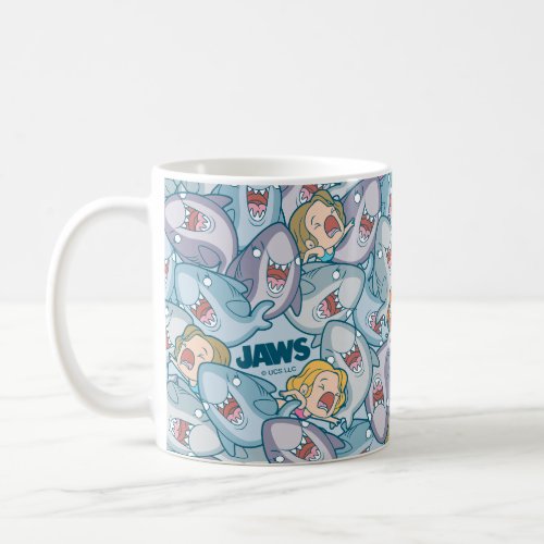 Jaws Cartoon Shark and Swimmer Pattern Coffee Mug