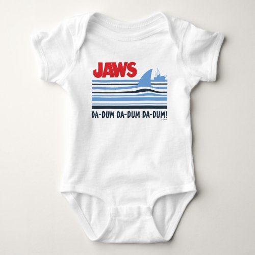 Jaws Da_Dum Shark Fin Stripe Graphic Baby Bodysuit